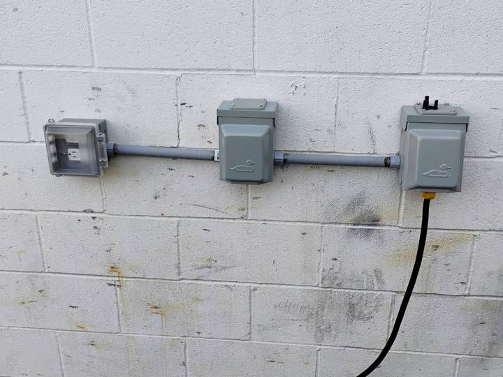 EV charging station, RV hookup, and 110 outlet